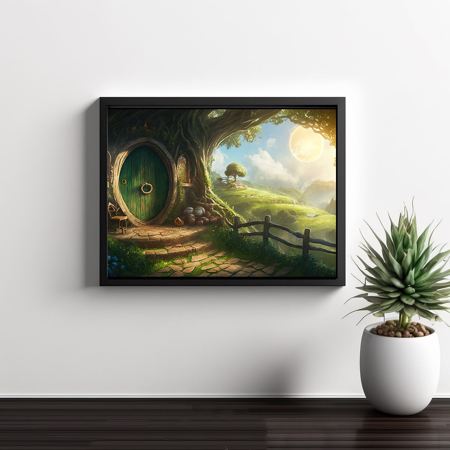 Tolkien Littlefolk Treehouse, Commercial Use, Painting Design, Canvas Print, Home Decor, Modern Fantasy Art, Wall Art, Art Printables