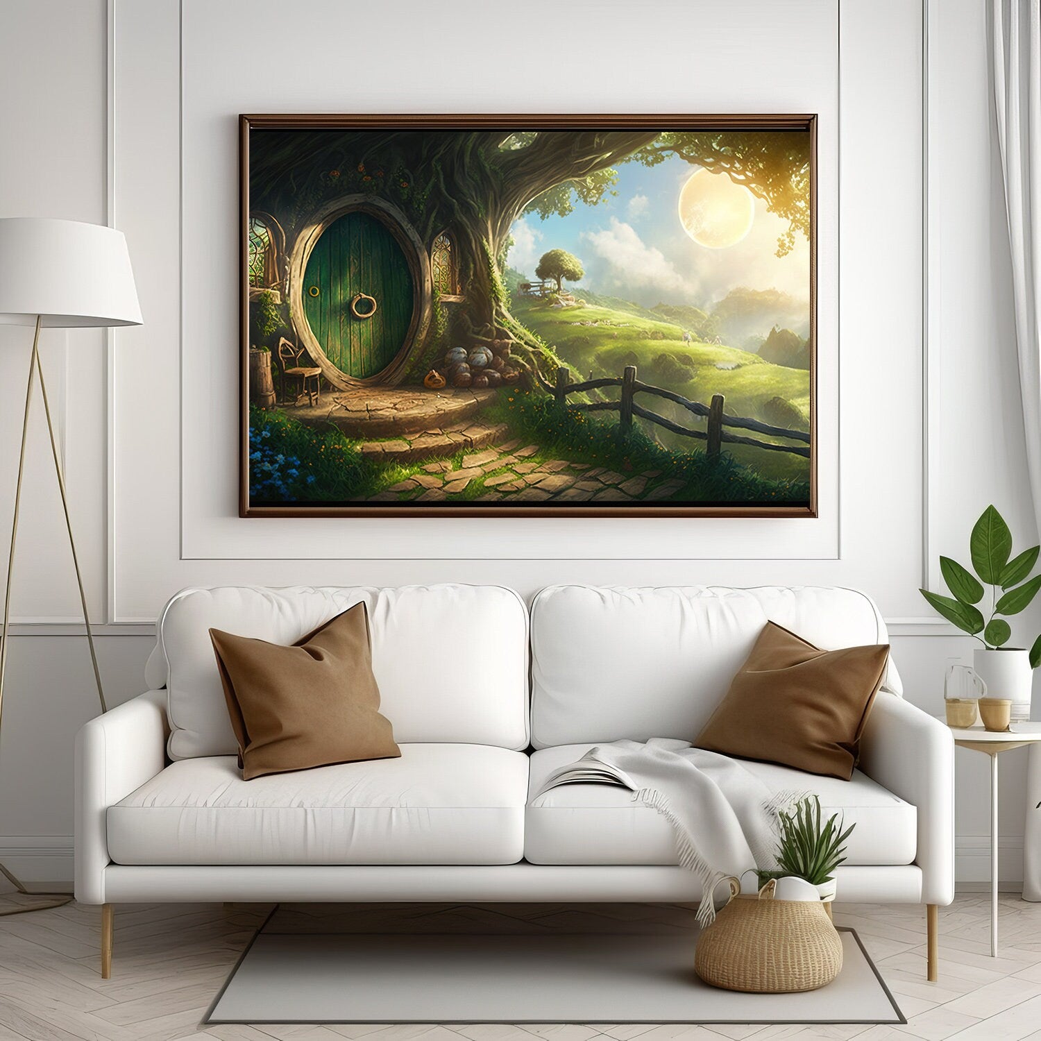Tolkien Littlefolk Treehouse, Commercial Use, Painting Design, Canvas Print, Home Decor, Modern Fantasy Art, Wall Art, Art Printables