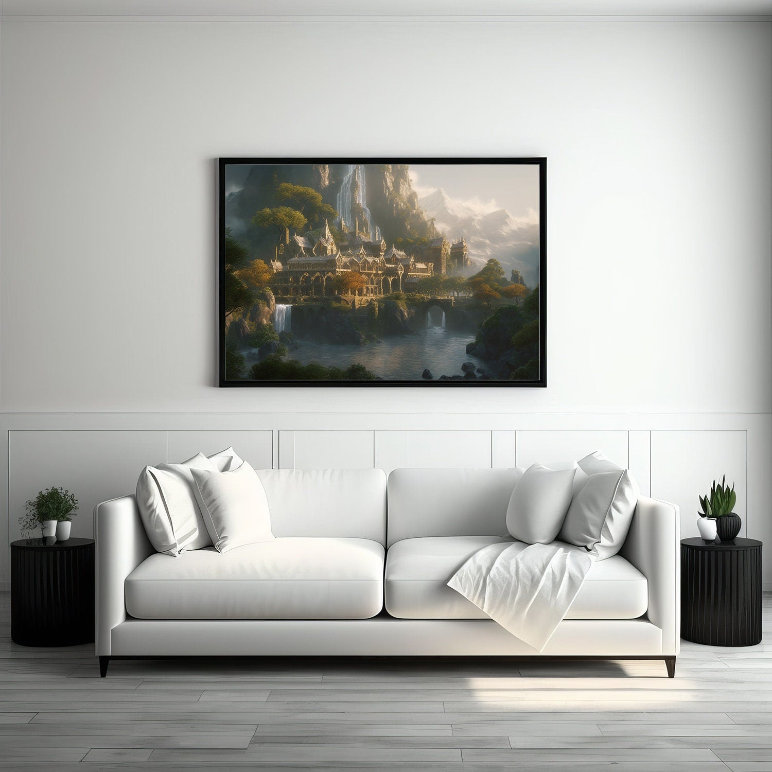 Tolkien Elven Forest Haven, Commercial Use, Painting Design, Canvas Print, Home Decor, Modern Fantasy Art, Wall Art, Art Printables