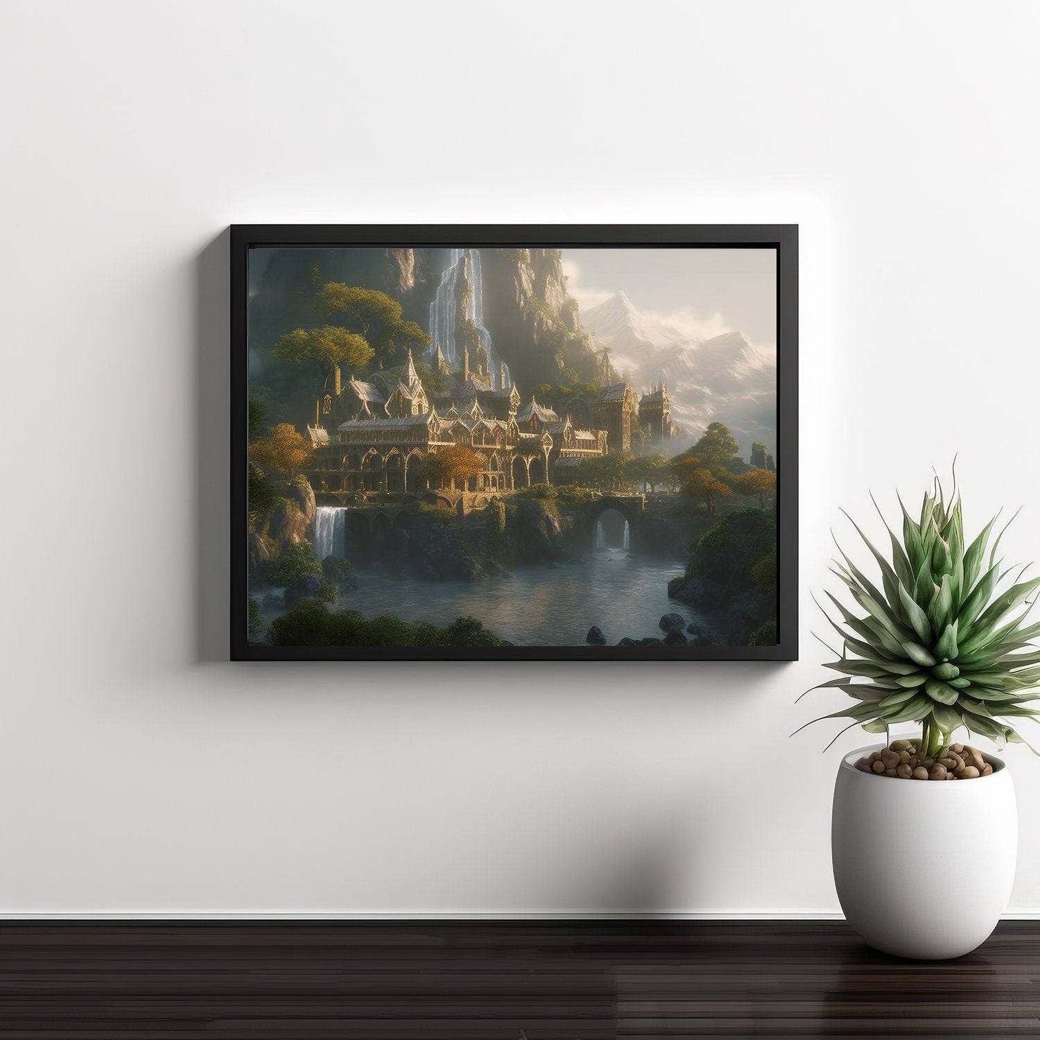 Tolkien Elven Forest Haven, Commercial Use, Painting Design, Canvas Print, Home Decor, Modern Fantasy Art, Wall Art, Art Printables