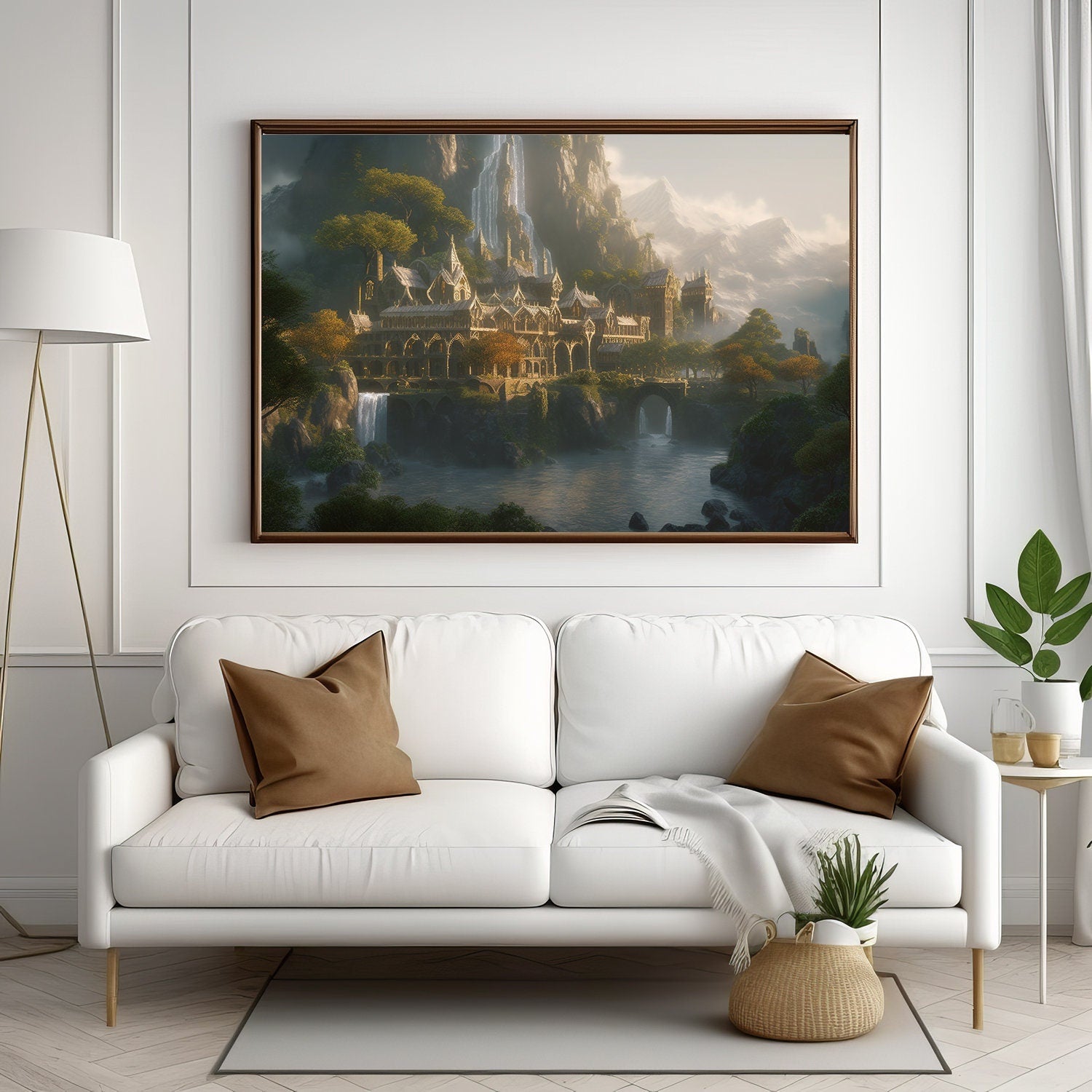 Tolkien Elven Forest Haven, Commercial Use, Painting Design, Canvas Print, Home Decor, Modern Fantasy Art, Wall Art, Art Printables
