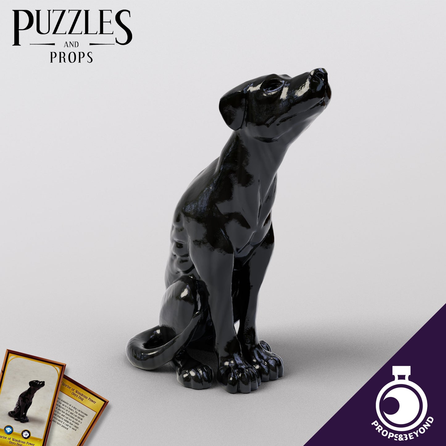 Onyx Dog Figurine, Life Sized prop for Dungeons and Dragons, Dnd, Pathfinder, Starfinder, Cosplay Props, LARPing Props, Tabletop RPG