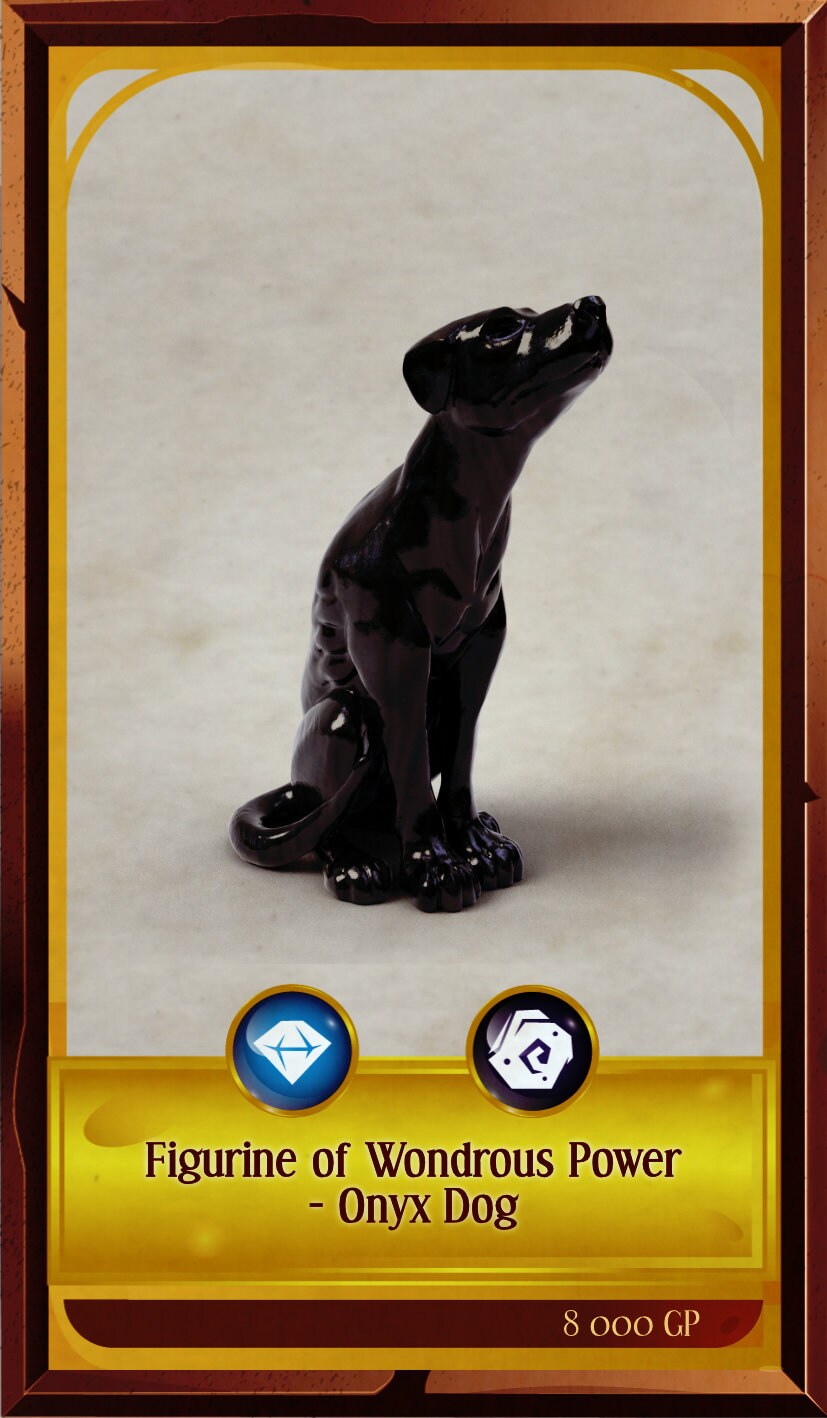 Onyx Dog Figurine, Life Sized prop for Dungeons and Dragons, Dnd, Pathfinder, Starfinder, Cosplay Props, LARPing Props, Tabletop RPG
