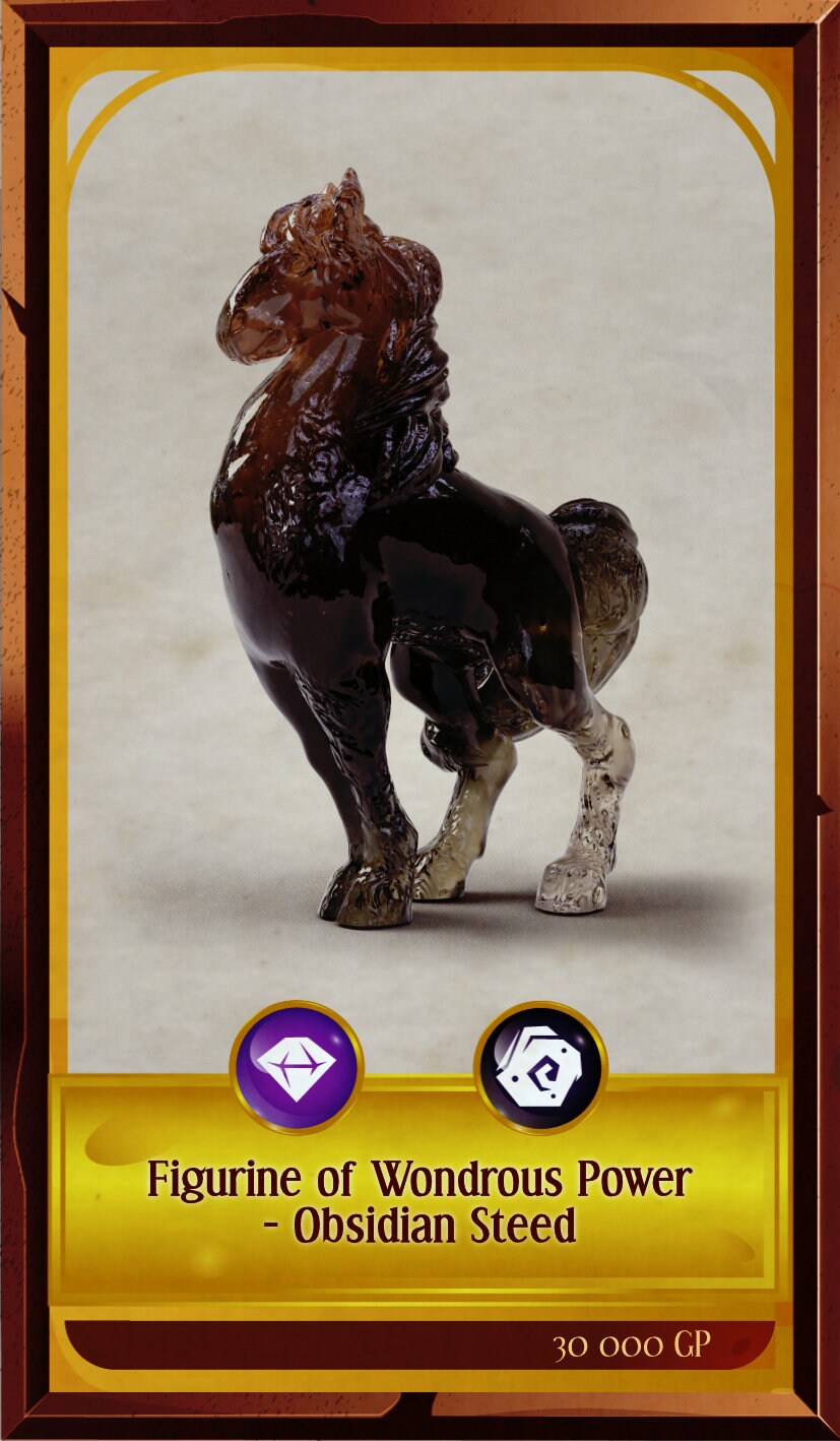 Obsidian Steed Figurine, Life Sized prop for Dungeons and Dragons, Dnd, Pathfinder, Starfinder, Cosplay Props, LARPing Props, Tabletop RPG