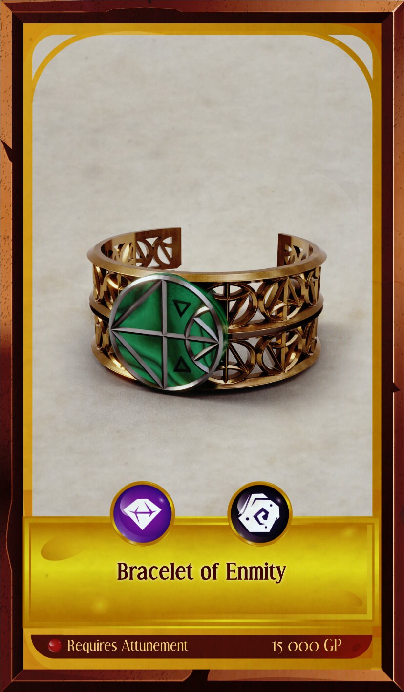 Bracelet of Enmity, Life Sized prop for Dungeons and Dragons, Dnd, Pathfinder, Starfinder, Cosplay Props, LARPing Props, Tabletop RPG