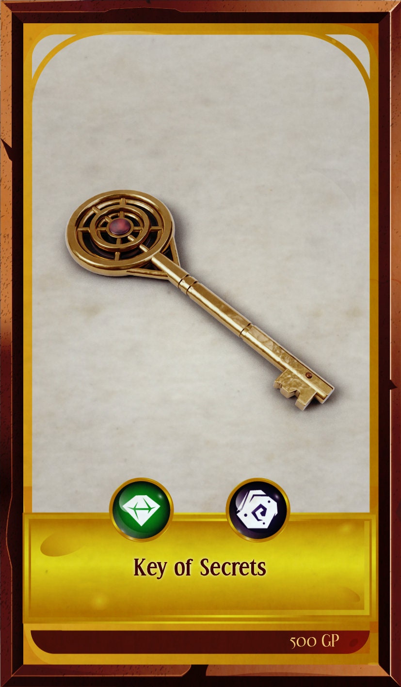 Key of Secrets, Life Sized prop for Dungeons and Dragons, Dnd, Pathfinder, Starfinder, Cosplay Props, LARPing Props, Tabletop RPG