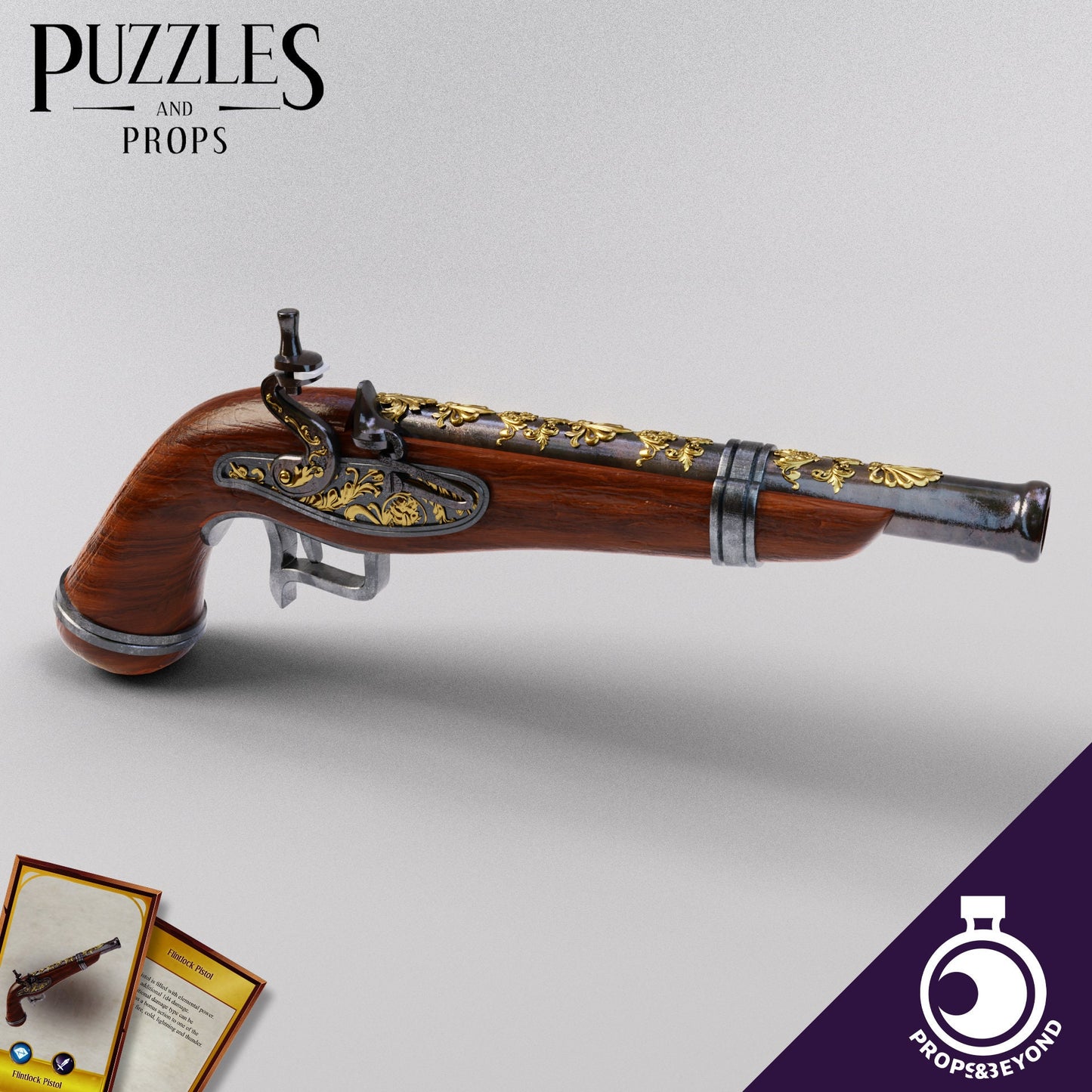 Flintlock Pistol, Life Sized prop for Dungeons and Dragons, Dnd, Pathfinder, Starfinder, Cosplay Props, LARPing Props, Tabletop RPG