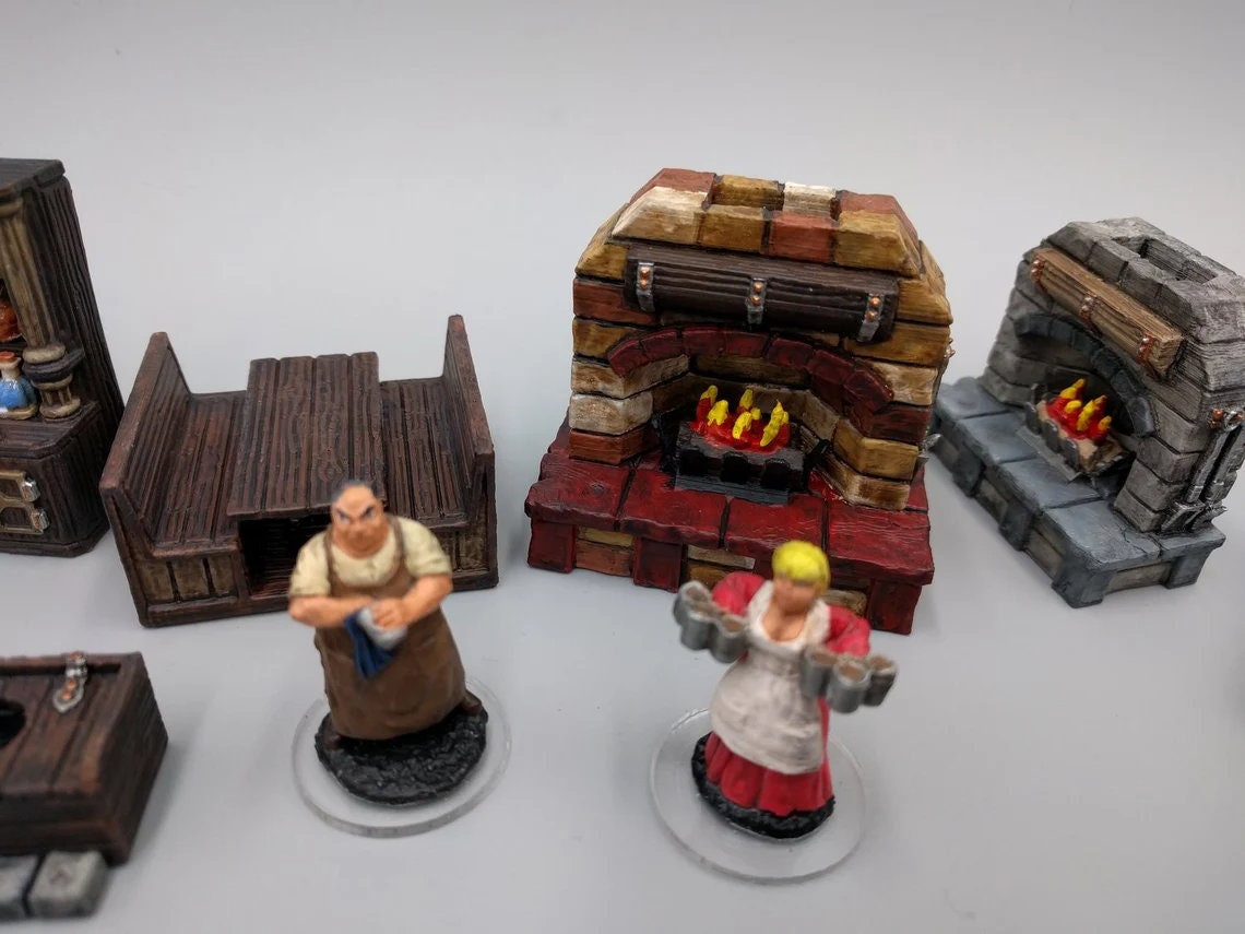 37pcs DnD Inn and Tavern Bar Miniature Terrainm Dungeons and Dragons, D&D, Pathfinder, Scatter Terrain, Wargaming, Tabletop, 28mm, 32mm