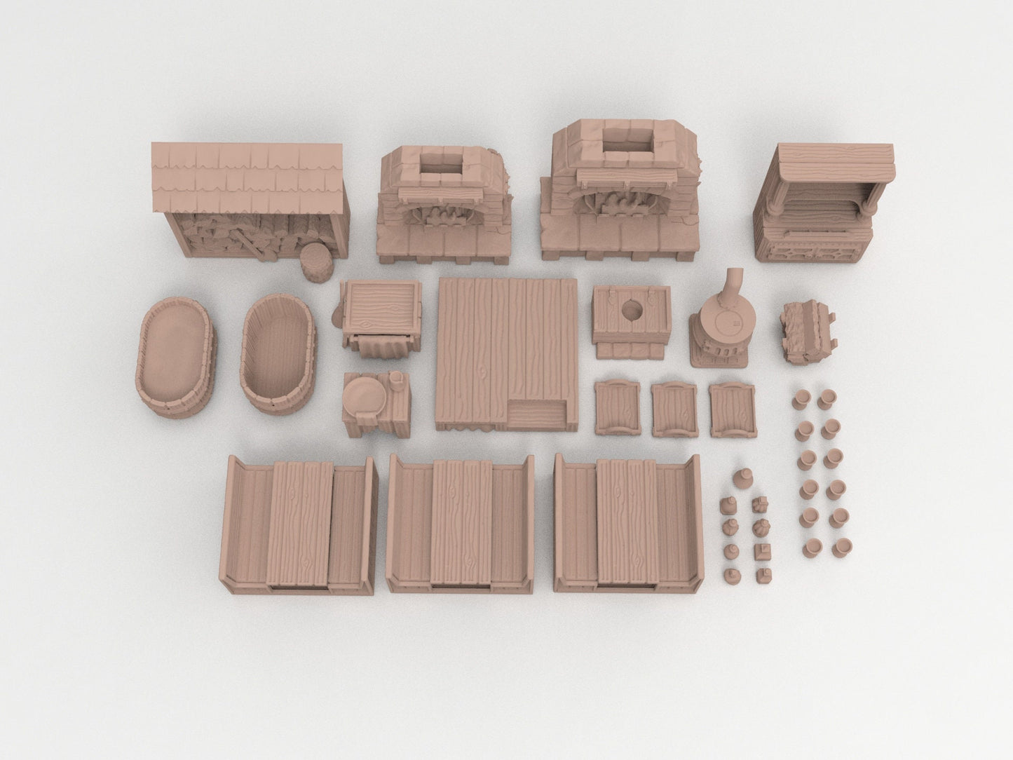 37pcs DnD Inn and Tavern Bar Miniature Terrainm Dungeons and Dragons, D&D, Pathfinder, Scatter Terrain, Wargaming, Tabletop, 28mm, 32mm