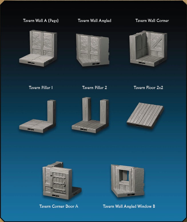 Inn and Tavern Modular Walls D&D Village Terrain 28mm, 32mm, Dungeons and Dragons, DnD, Pathfinder, Tabletop RPG, Wargaming, Scatter