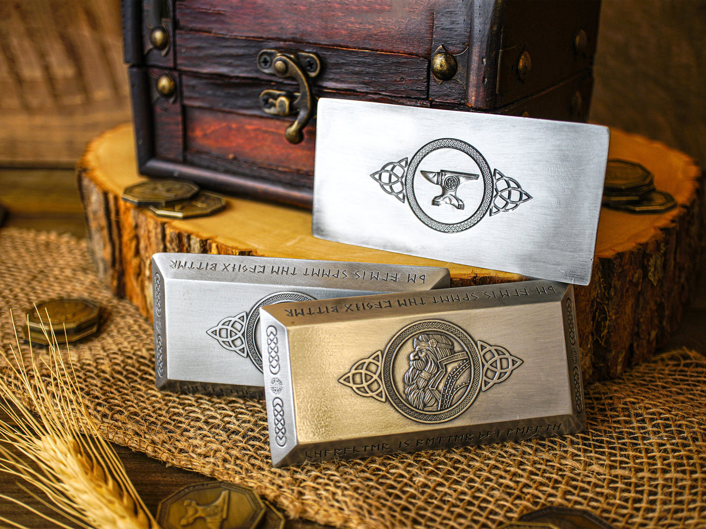 Dwarven Gold and Silver Bars, Currency Bundle, Bar Sets, Coin Sets, Dungeons and Dragons, TTRPG Props, Life size props, Larping, Roleplaying