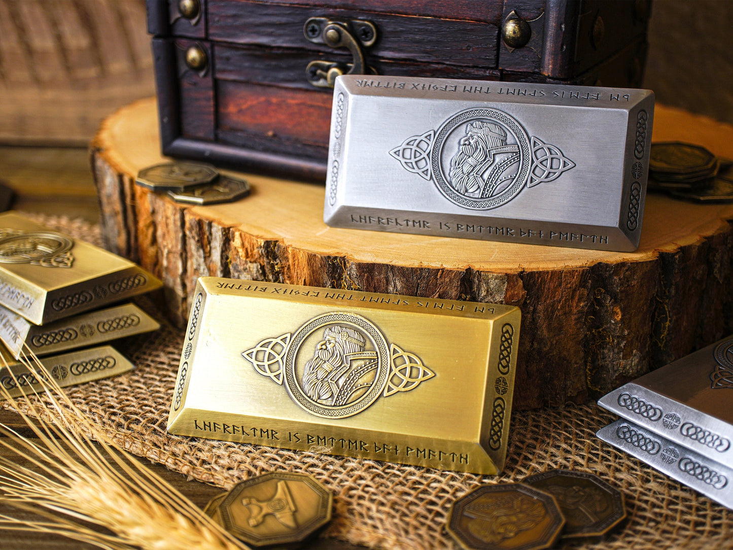 Dwarven Gold and Silver Bars, Currency Bundle, Bar Sets, Coin Sets, Dungeons and Dragons, TTRPG Props, Life size props, Larping, Roleplaying