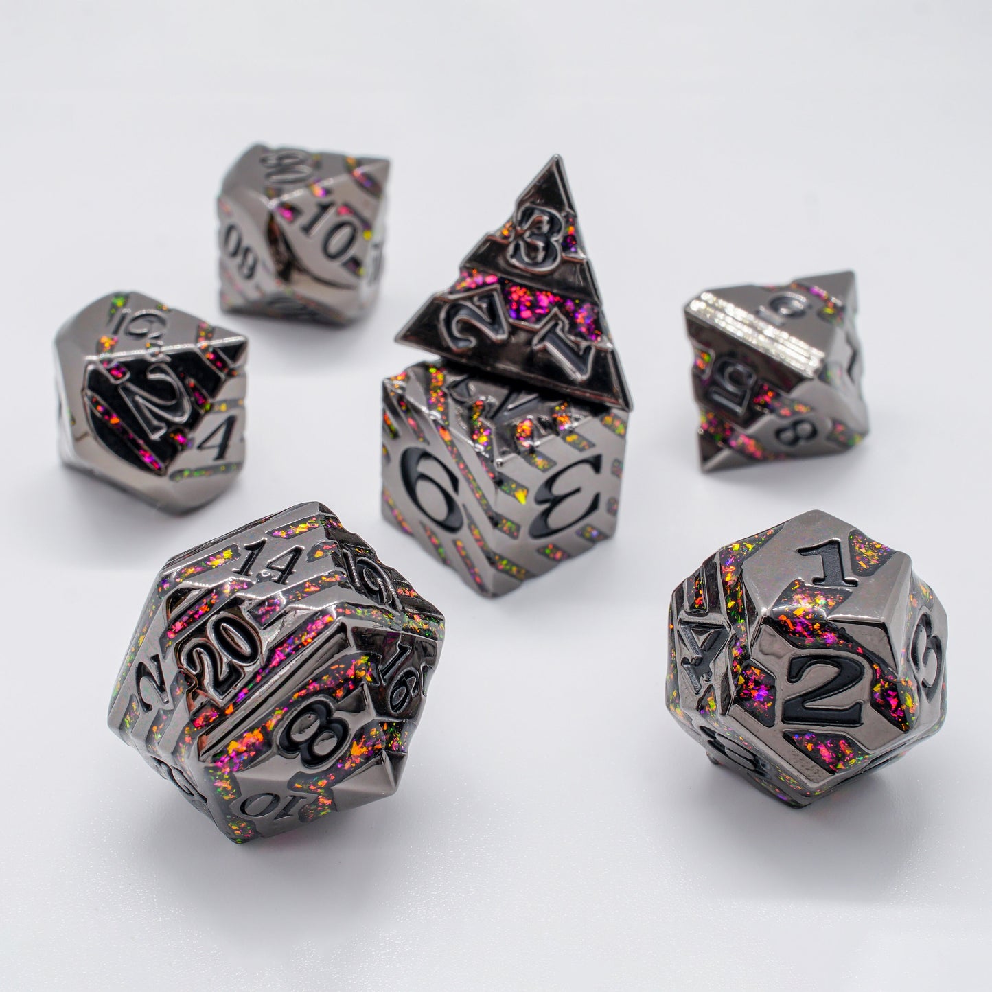 Ruby Adamantine Veined Metal Dice Set, DnD Dice Set, Dungeons and Dragons, Role Playing Games, MTG Dice, Gifts, Wedding Favors, GM Gift
