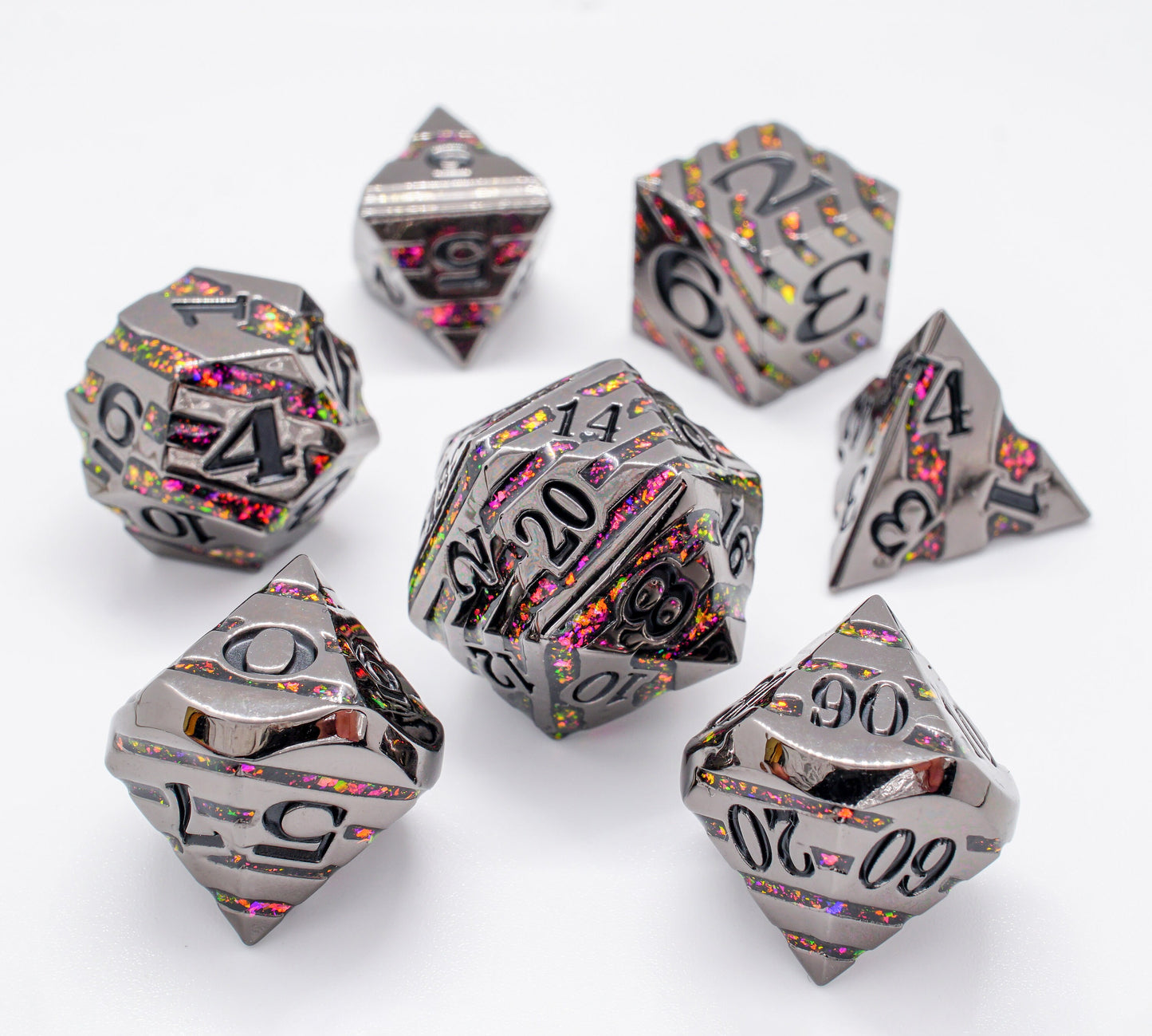 Ruby Adamantine Veined Metal Dice Set, DnD Dice Set, Dungeons and Dragons, Role Playing Games, MTG Dice, Gifts, Wedding Favors, GM Gift