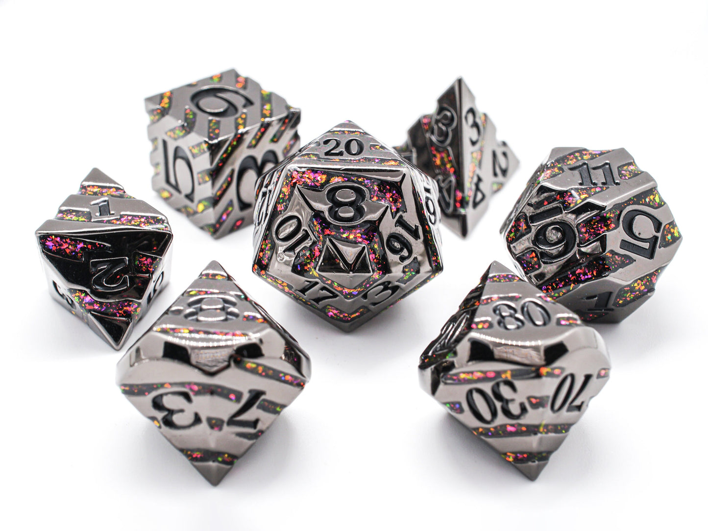 Ruby Adamantine Veined Metal Dice Set, DnD Dice Set, Dungeons and Dragons, Role Playing Games, MTG Dice, Gifts, Wedding Favors, GM Gift