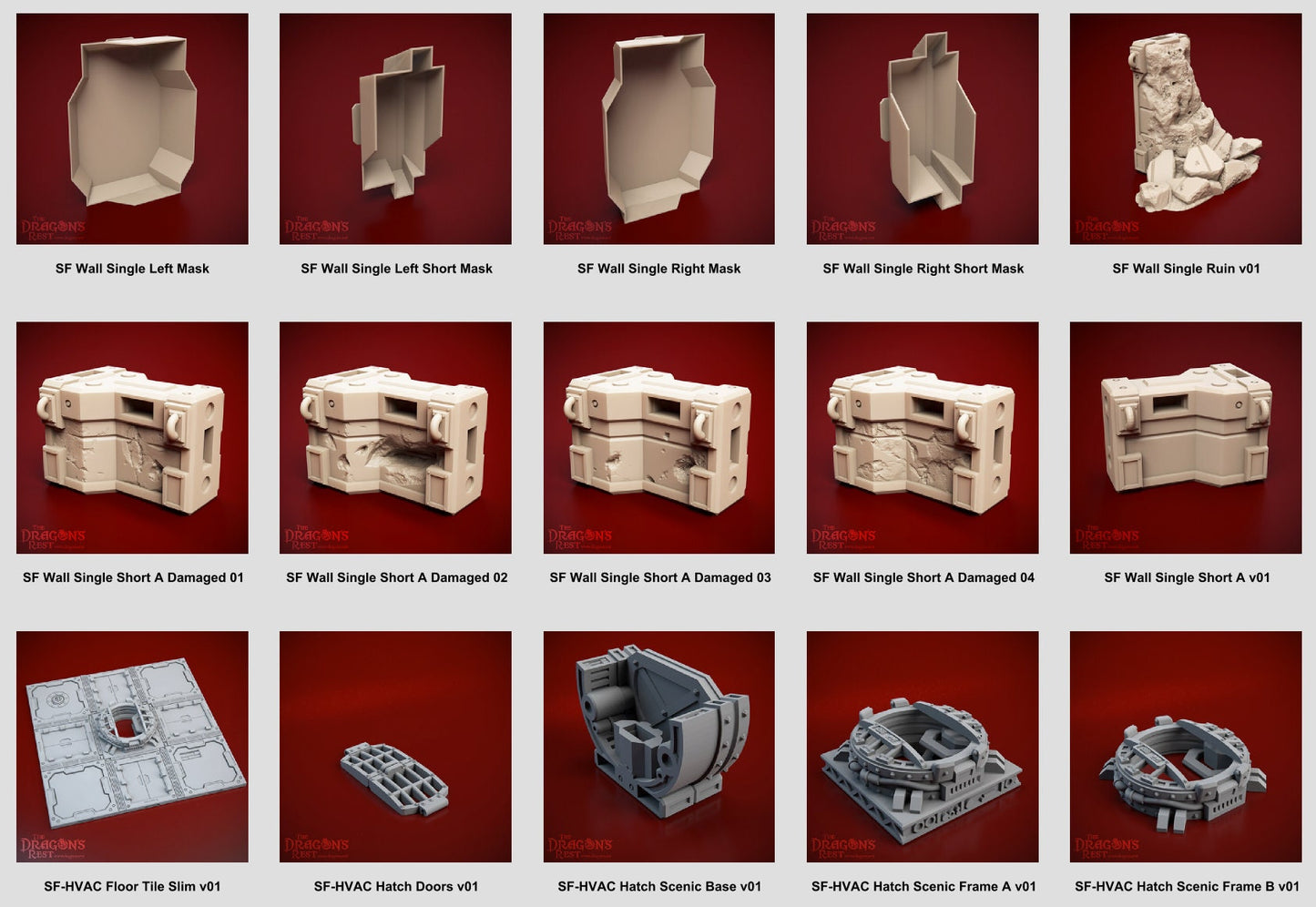 Sector Fatalis Grim Dark Sci Fi Terrain 45pcs Collection 1, Customizable 28mm 32mm Tabletop Wargaming | Roleplaying Game | Starfinder