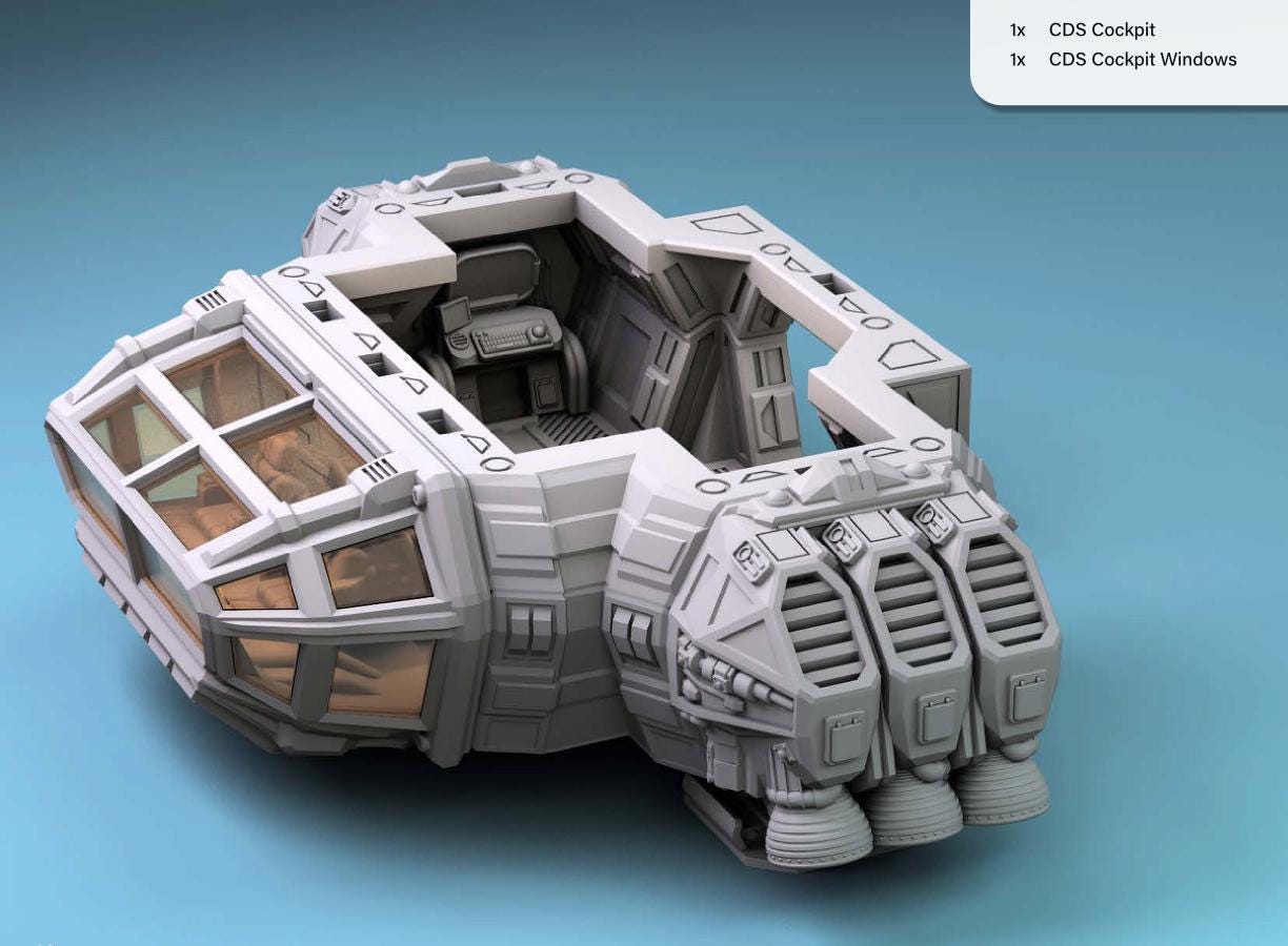 Caterpillar Cargo Dropship, Modular & Customizable Sci-Fi Spaceship 28mm 32mm Tabletop Wargaming | Roleplaying Game | Starfinder | SW Legion