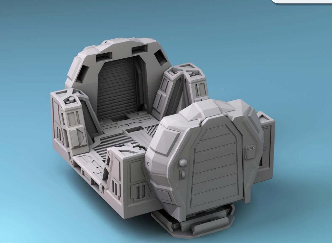 Caterpillar Cargo Dropship, Modular & Customizable Sci-Fi Spaceship 28mm 32mm Tabletop Wargaming | Roleplaying Game | Starfinder | SW Legion