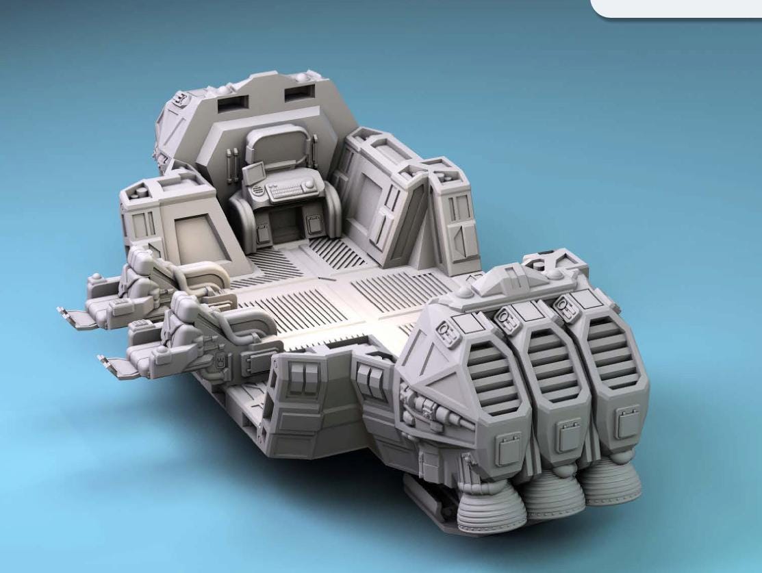 Caterpillar Cargo Dropship, Modular & Customizable Sci-Fi Spaceship 28mm 32mm Tabletop Wargaming | Roleplaying Game | Starfinder | SW Legion