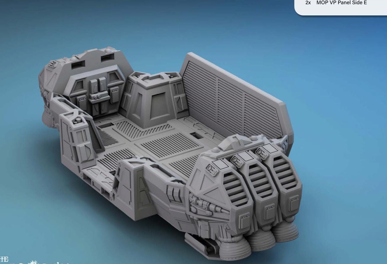 Caterpillar Cargo Dropship, Modular & Customizable Sci-Fi Spaceship 28mm 32mm Tabletop Wargaming | Roleplaying Game | Starfinder | SW Legion