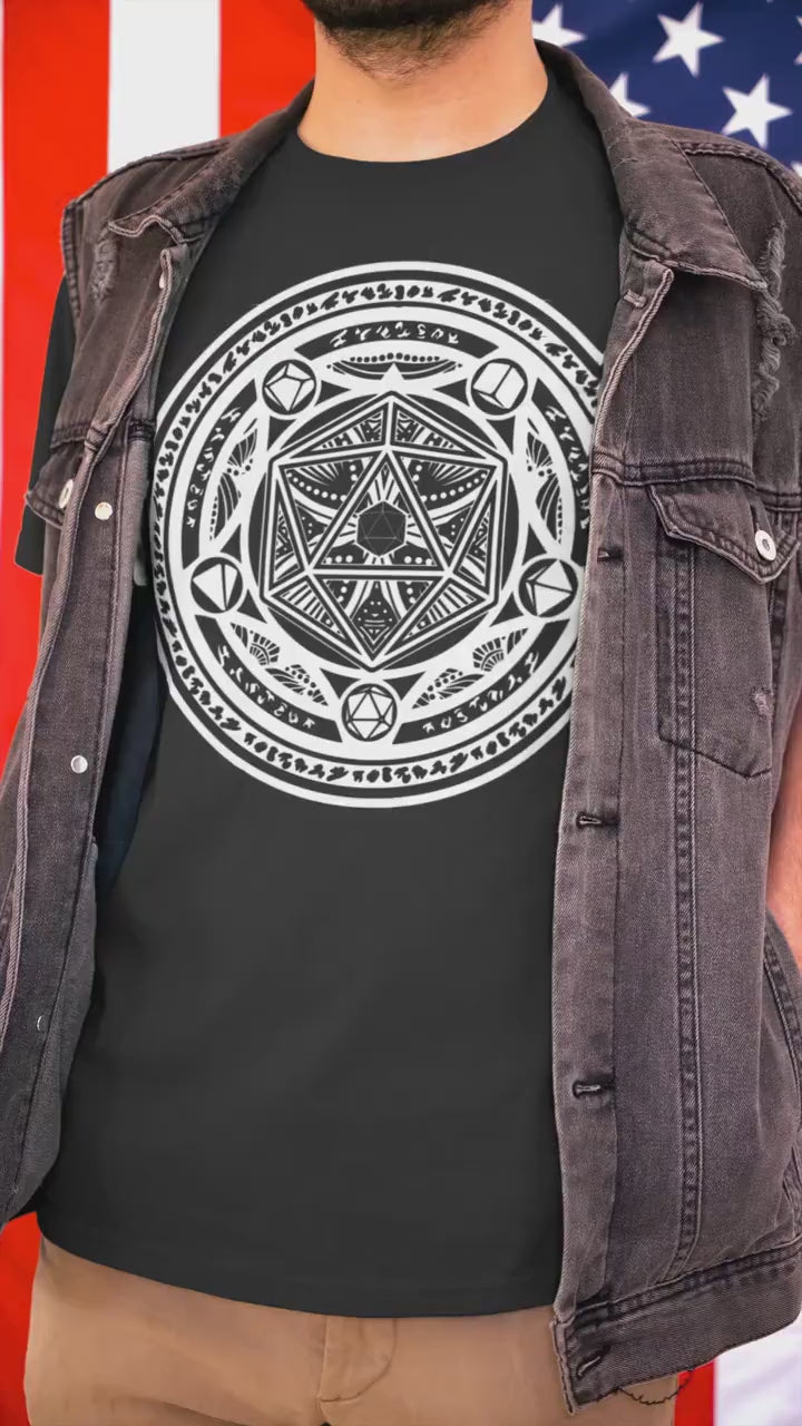 D20 Tribal Dice Arcane Circle | UNISEX T Shirt Dungeon Master DM Gift | Dungeons And Dragons Tee | DnD Game | Tabletop Rpg