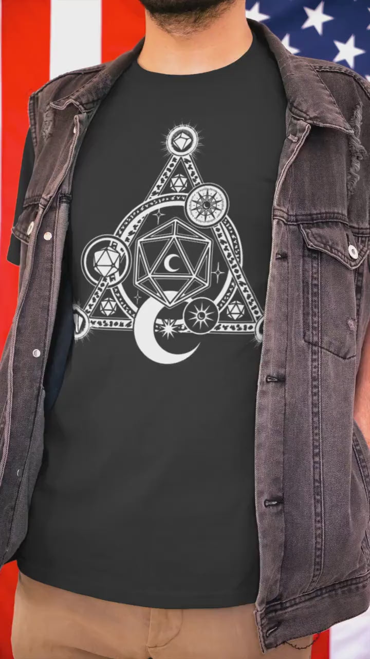 D20 Moon Arcane Magic | UNISEX T Shirt Dungeon Master DM Gift | Dungeons And Dragons Tee | DnD Game | Tabletop Rpg