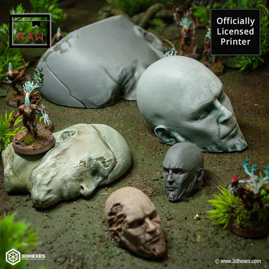 Ancient Heads Set D&D terrain 28-32mm | Dungeons and Dragons | DnD | Pathfinder | Starfinder | Tabletop RPG | Wargaming |