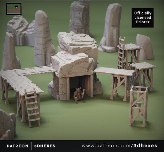 26pcs The Stone Pillars Outpost Mine Entry D&D terrain 28-32mm