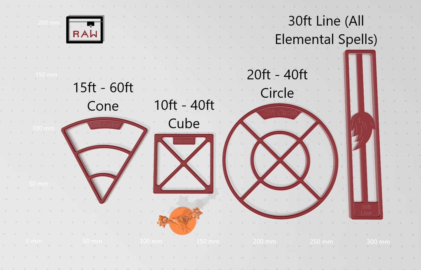 20pcs D&D AoE Spell Templates | Gauges | Area of Effect