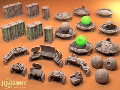 24pcs Headquarters Sci-Fi Scatter Terrain Set 28mm | 32mm | Dungeons and Dragons | DnD | Starfinder | SW Legion | Wargaming