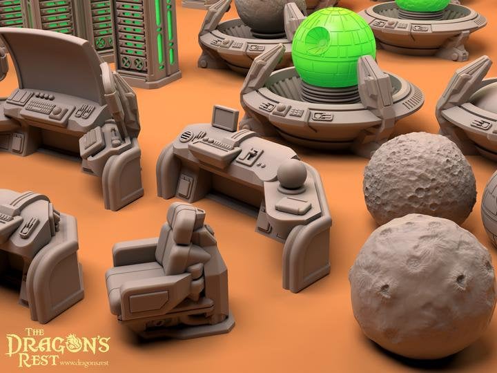 24pcs Headquarters Sci-Fi Scatter Terrain Set 28mm | 32mm | Dungeons and Dragons | DnD | Starfinder | SW Legion | Wargaming