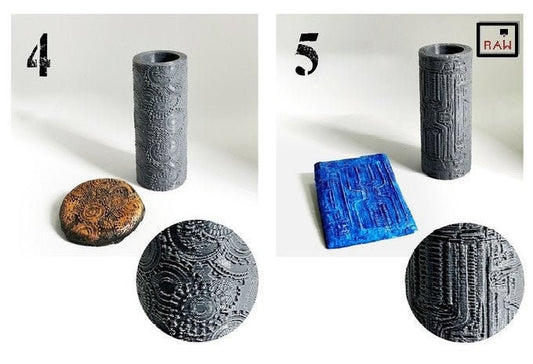 Rolling Pin Textured Rollers Set 1 D&D Terrain | 28mm | 32mm | Dungeons and Dragons | DnD | Polymer Clay Pattern | Tabletop RPG