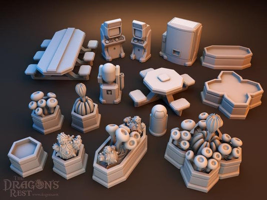 20pcs Canteen Sci-Fi Scatter Terrain Set 28mm | 32mm | Dungeons and Dragons | DnD | Starfinder | Battletech | SW Legion | Wargaming