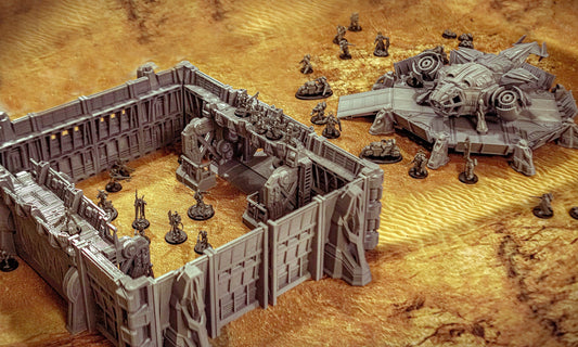 Sci-Fi Defense Gate and Wall Modular Terrain 28mm | 32mm | Dungeons and Dragons | DnD | Starfinder | SW Legion | Wargaming