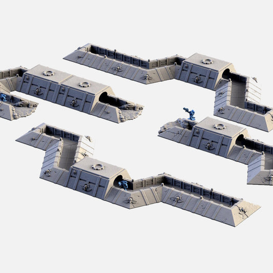 Trenches Scatter Area Terrain | 28mm 32mm Tabletop Wargaming | Roleplaying Game | Starfinder | BattleTech | Legion | Txarli Factory