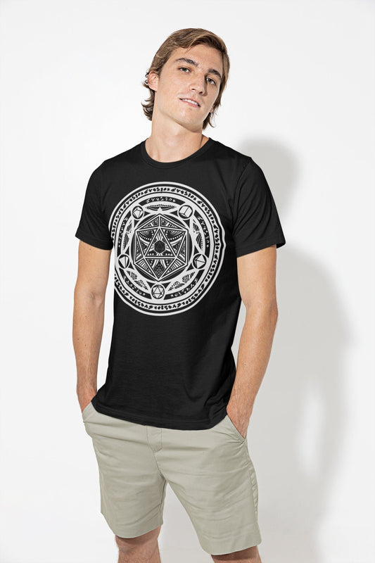 D20 Tribal Dice Arcane Circle | UNISEX T Shirt Dungeon Master DM Gift | Dungeons And Dragons Tee | DnD Game | Tabletop Rpg