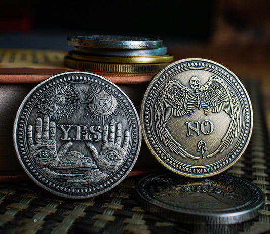 Decision Coin | Yes & No Metal Coin | Flip Coin | Dungeons and Dragons | DnD | Roleplaying Game | Metaphysical | Spirituality | Wicca