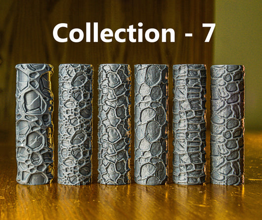 Textured Rollers Collection 7 Clay/ Foams D&D Terrain | 28mm | 32mm | Dungeons and Dragons | DnD | Polymer Clay Pattern | Tabletop RPG