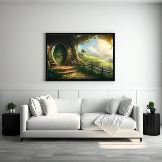 Tolkien Littlefolk Treehouse, Commercial Use, Painting Design, Canvas Print, Home Decor, Modern Fantasy Art, Wall Art, Art Printables