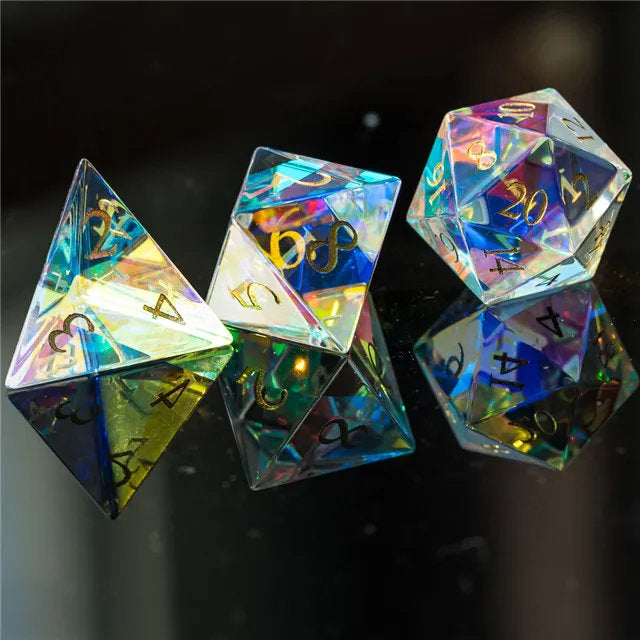 PURE Prismatic Dichroic Gemstone Glass DnD Dice Set for Dungeons and Dragons, Role Playin Games, MTG Dice, Gifts, Wedding Favors, GM Gift