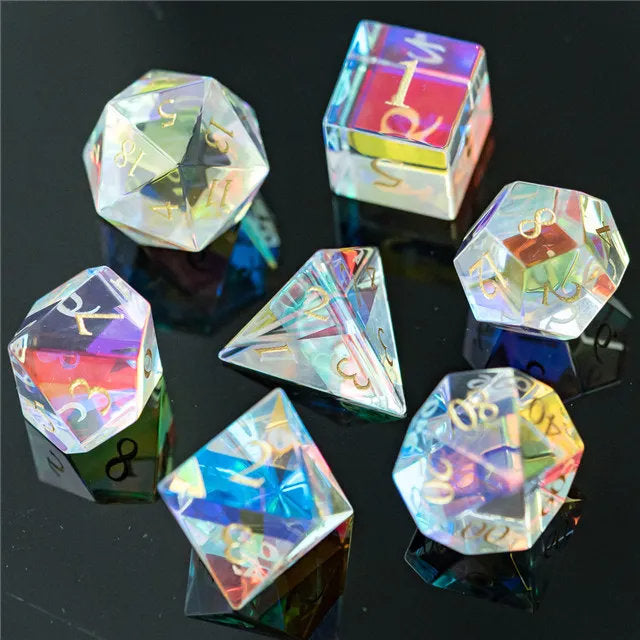 PURE Prismatic Dichroic Gemstone Glass DnD Dice Set for Dungeons and Dragons, Role Playin Games, MTG Dice, Gifts, Wedding Favors, GM Gift