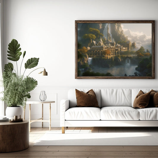 Tolkien Elven Forest Haven, Commercial Use, Painting Design, Canvas Print, Home Decor, Modern Fantasy Art, Wall Art, Art Printables