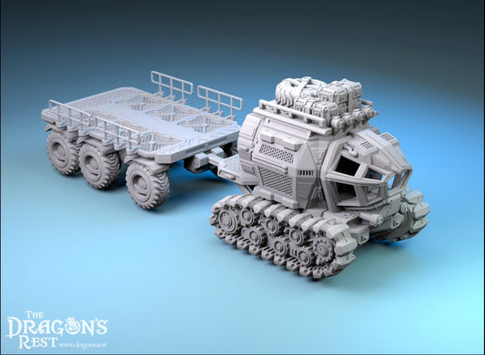 Toad Cargo Hauler Trailer, Modular & Customizable Sci-Fi Vehicle | 28mm 32mm Tabletop Wargaming | Roleplaying Game | Starfinder | SW Legion