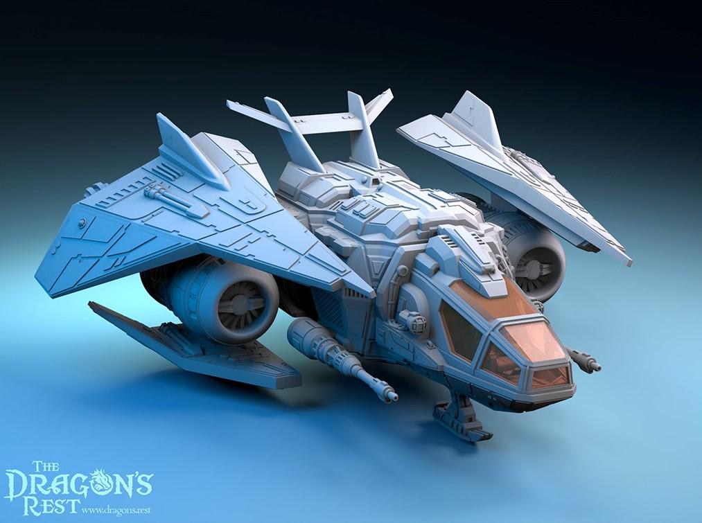 Vortex Heavy Fighter Sci-Fi Spaceship | 28mm 32mm | Sci-Fi Stargrave | Starfinder | Dungeons and Dragons | DnD | SW Legion